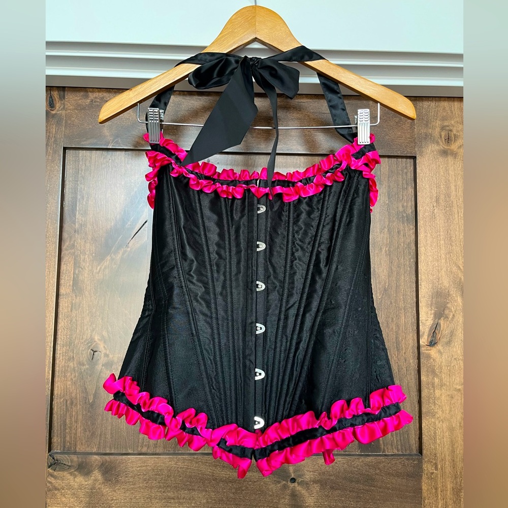 L/XL Black w/pink ruffle corset.